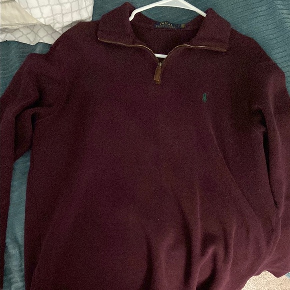 Ralph Lauren Burgundy Quarter-Zip Sweater
